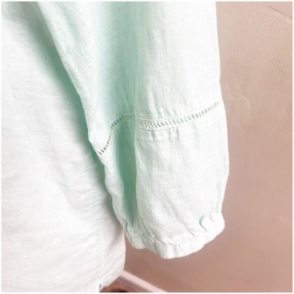Joie 100% Linen V-Neck Popover Tunic Size Medium Light Teal Minimalist Beachy - Picture 12 of 12